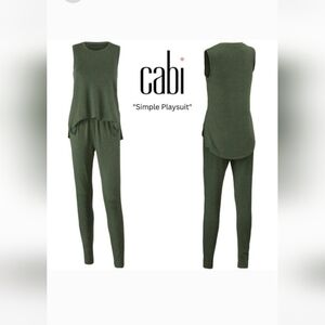 CAbi Green Jumpsuit with Ruffled Detail